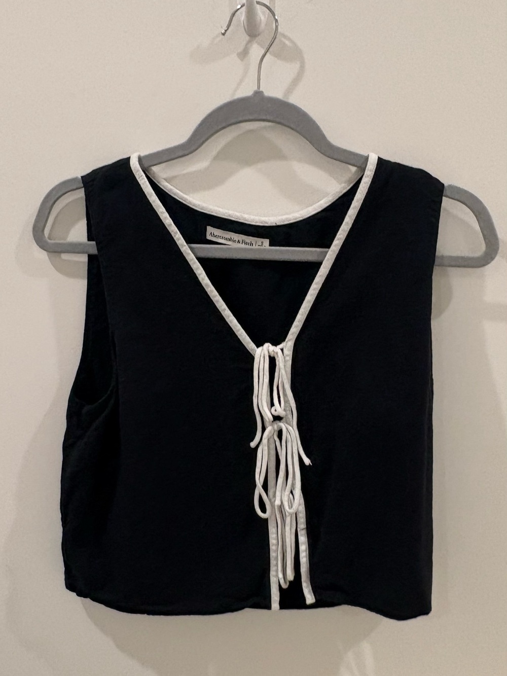 Abercrombie & Fitch Black Tank with White Trim and Front Tie